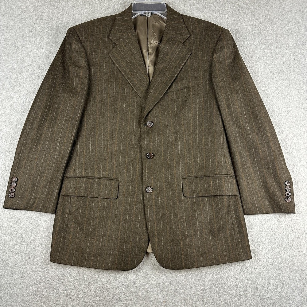 Southwick Suit Jacket Mens 42R Brown Pinstripe Wool 2 Button Notch Lapel USA
